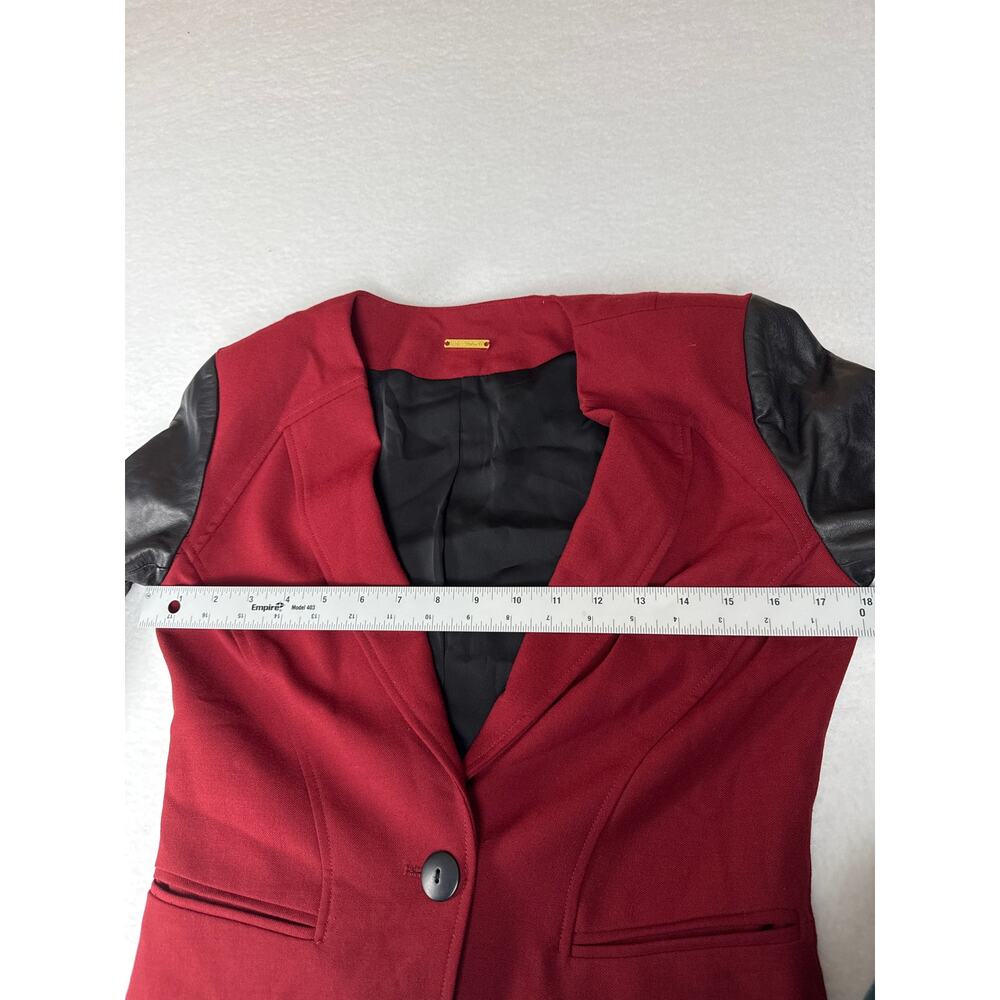 Rebecca minkoff Della wool blend / leather blazer red black small - Picture 11 of 14